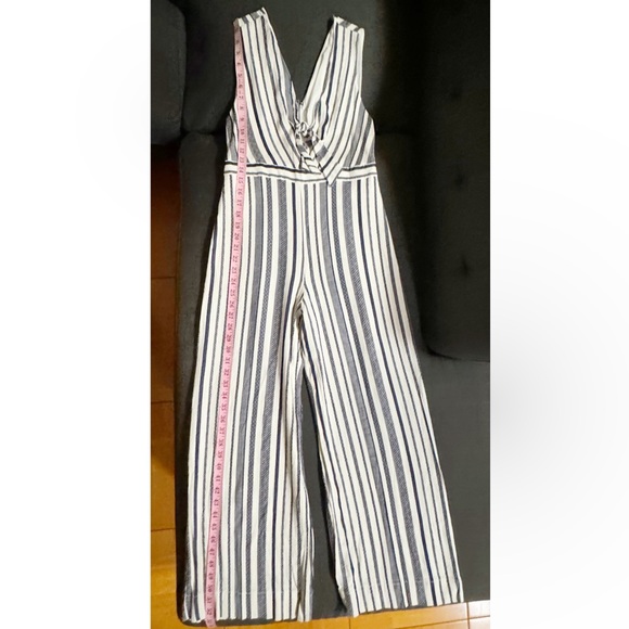 Alice + Olivia Laurice Knot Front Striped Wide Leg Jumpsuit in Blue/White Size 6 - Picture 11 of 16